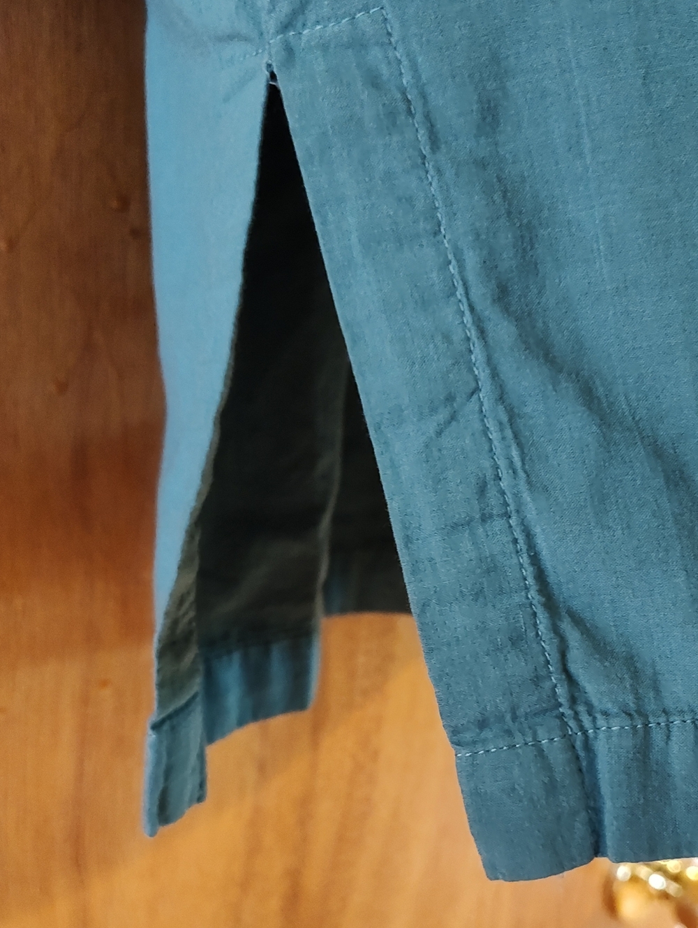 Coyuchi Organic Cotton Split Neck Tunic Twilight Blue Embroidery XL *See Meas. - Picture 8 of 15